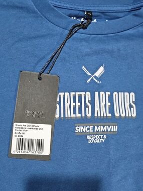 NEW Distorted People "Streets Are Ours" Blue Crewneck T-Shirt